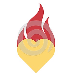 Burning, heart Vector Icon editable