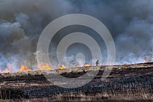 Burning the heather on Ilkley moor