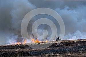 Burning the heather on Ilkley moor