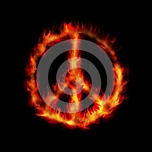 Burning hippy antiwar peace sign photo