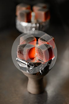 Burning hookah coals