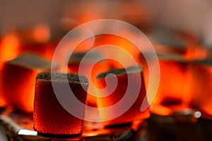 Burning hookah coals