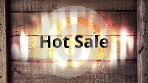 Burning hot sale inscription. Animation of a burning inscription HOT SALE. It`s time for shopping