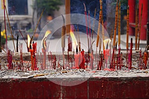 The burning of incense in the temple