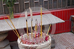 The burning of incense in the temple