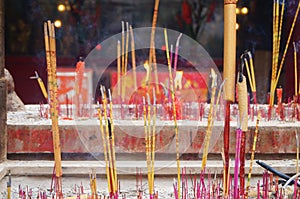 The burning of incense in the temple