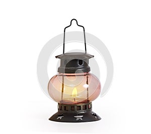 Burning kerosene lamp