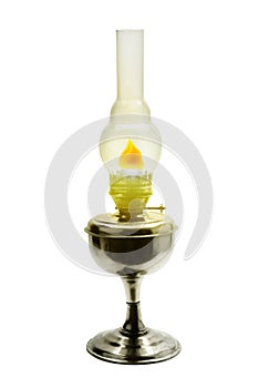 Burning kerosene lamp