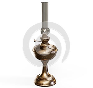 Burning kerosene lamp background, concept lighting. 3d rendering