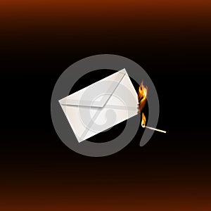 Burning letter end burning match