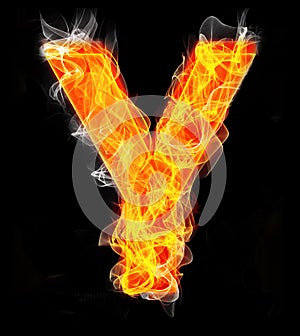 Burning letters as alphabet type Y