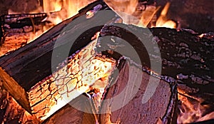 Burning Logs in fire pit during a Christmas event