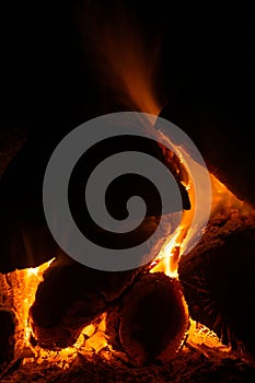 Burning logs - Long exposure fire photo