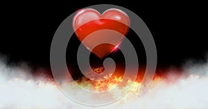 Burning love heart fire