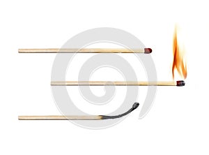 Burning match and burnt match