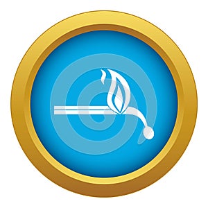 Burning match icon blue vector isolated