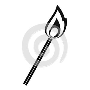 Burning match icon, simple style