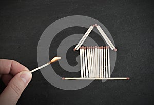 Burning Match and Matches House
