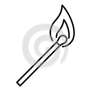 Burning match stick icon, outline style