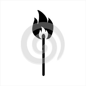 Burning match vector icon. filled flat sign for mobile concept and web design.