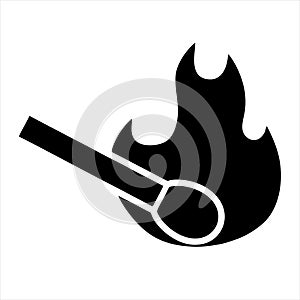 Burning match vector icon. filled flat sign for mobile concept and web design.