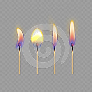 Burning Matches Sequence with Flames Igniting Vector