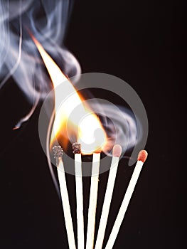 Burning matchs heads (macro)