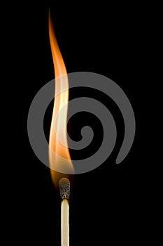 Burning matchstick flame