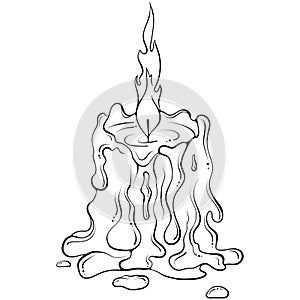 Burning melted candle line art