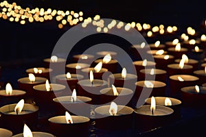 Burning memorial candles