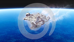 Burning meteorite falling to earth