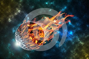 burning meteorite in universe, element of this image furnished by