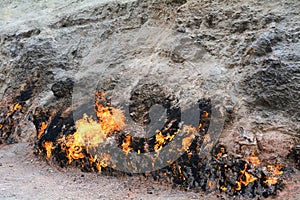 Burning mountain, Yanar Dag, Azerbaijan photo
