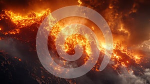 Burning Mountains Landscape Aerial View