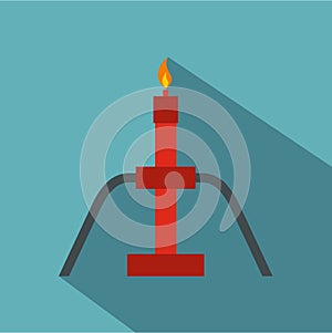 Burning oil gas flare icon, flat style