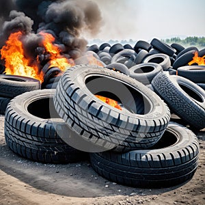 Burning old tires. Generated with AI