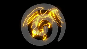 Burning Orange Neon Eagle Logo Motion Graphic Element