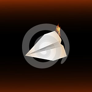 Burning paper airplane