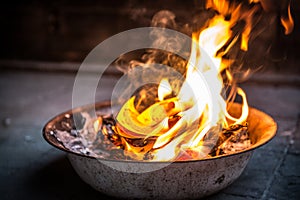 Burning paper for ancestors passed away