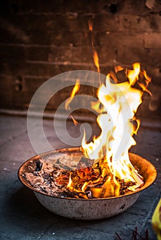 Burning paper for ancestors passed away