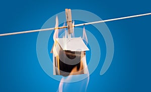 Burning paper house on line