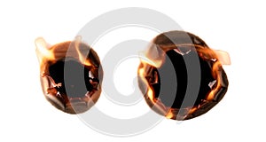 burning paper. isolated burn hole