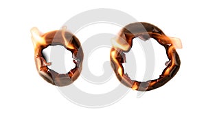 burning paper. isolated burn hole