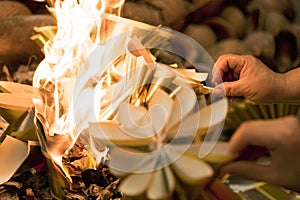 Burning papers for respect ancestors