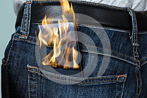 Burning Phone In Jeans