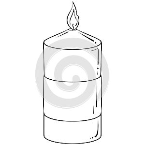 Burning pillar candle line art