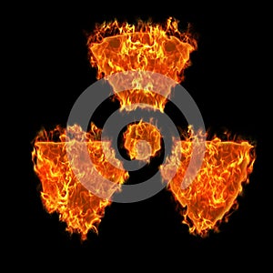 Burning radioactive symbol photo