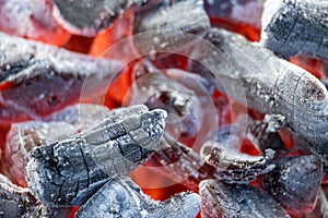 closeup of red coals