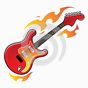 Burning red electric guitar