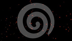 Burning red hot sparks rise from fire seamless loop ,Fire Particles over black background.